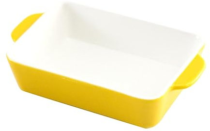 Ceramic Baking Tray for Microwave Oven Yellow Pottery Baking Pan Handles for Casseroles and Roasting for Home Bakers
