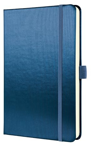Sigel Conceptum Premium Notizbuch A5 liniert Blau Metallic Hardcover | CO403, 194 nummerierte Seiten, nachhaltiges Papier, Inhaltsverzeichnis und Falttasche
