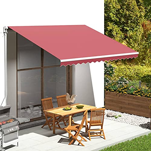 Gecheer Tessuto di Ricambio,Tela,per Tenda da Sole,4x3 m,Rosso Borgogna,Tela per Tenda Esterno Sole,Tela per Tenda da Sole da,Balcone,Patio,Terrazzo,Giardino,Tela di Ricambio per Tenda da Sole