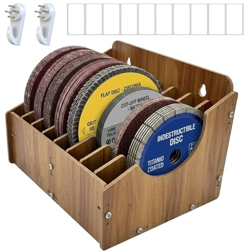 ZYRELYNX 8-Tier Upgraded 6 Inch Sandpaper Organizer, Sandpaper Storage Holder Fit for Sanding Discs 6 Inch, Woodworking Tool Box Organizers and Storage Rack (Excluding Sandpaper), 1 Pack