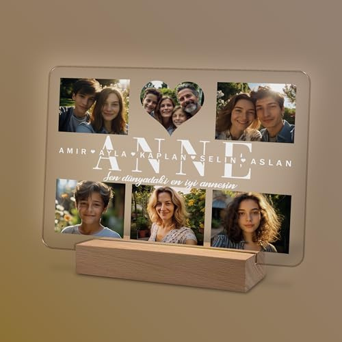 Yuweli® Fotobild Geschenke für Anne personalisierte optinale Nachtlampe mit Foto und Namen als Geschenk für Anne zum Muttertag Geburtstag Weihnachten