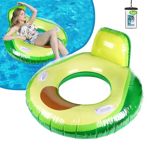 Inflatable Pool Float Avocado Swimming Ring 98CM Giant Lounge Swim Raft Rubber Pool Tube for Adults Kids Summer Outdoor Beach Party Water Fun Decoration