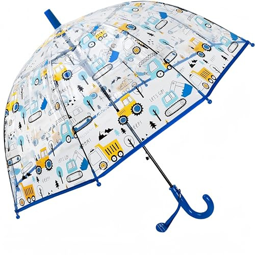 Kids Clear Bubble Umbrella -Perfect for Walking Safety-Grip Curved Handle-Transparent Dome See Through Child,Safety Kids Umbrella for Toddler Boys Girls