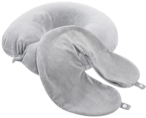 Prasacco 2 Packs Travel Neck Pillow Case Cover, U Shaped Neck Pillow Cover Reusable Neck Pillow Washable Cover Soft and Smooth Neck Pillow Cover Grey Airplane Pillow Cover (No Filler)