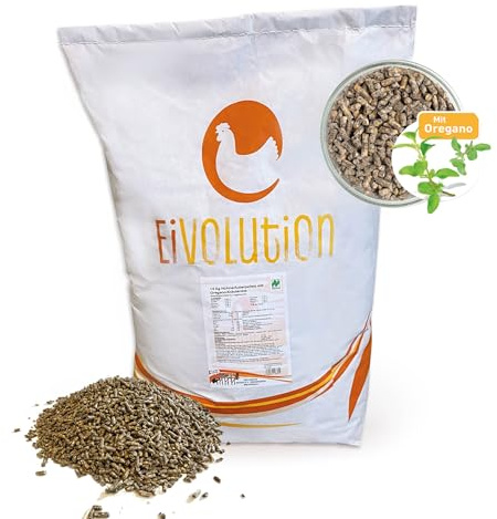 Eivolution Bio-Legehennen-Pellets mit Oregano-Öl für Geflügel 14kg - Für Hühner und Wachteln - Hühnergesundheit - probiotisch - Kräuterpellets