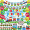 Train Party Decorations , Includes Happy Birthday Banner, Cake Toppers, Birthday Backdrop, Train Stickers, Balloons, Honeycomb Centerpieces, for Train Party Vehicle Party Supplies
