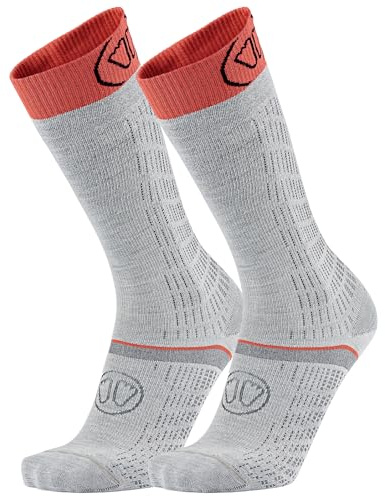 Chaussettes de Ski Merino pour homme et femme, Ski Merino Performance, Zone de Protection au Tibia, Confort et Respirabilité optimale (FR/ES, Numérique, 44, 46, Taille normale, Taille normale, Rouge)