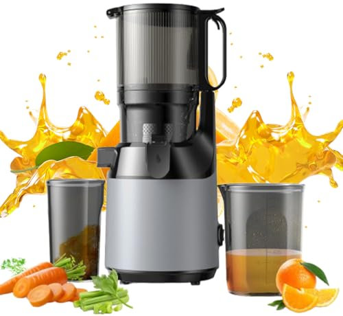 Juicer Machines, Cold Press Juicer, Quiet Operation Easy Cleaning low Masticating Juicer Machine with 13CM Extra Large Feed Chute Fit Whole Fruits & Vegetables with Triple Filter