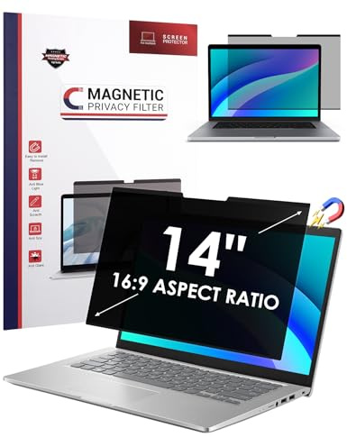 LAMA Filtre de confidentialité magnétique pour ordinateur portable 16:9 de 14 - Protection d'écran amovible anti-reflet à la lumière bleue compatible avec