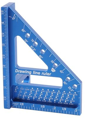 3D Multi Angle Measuring Ruler, 45/90 Degree Aluminum Alloy Combination Square Woodworking Protractor, Accurate Carpenters Square Measuring Hole Scribing Angle Measurement Tool