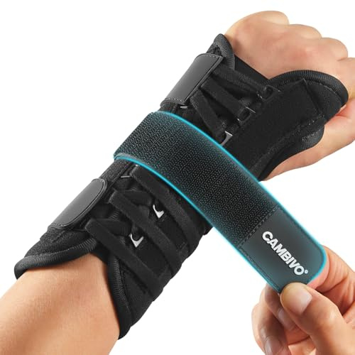 CAMBIVO Handgelenk Bandagen mit 3 Verstellbaren Riemen, Atmungsaktive Handgelenkstütze mit 2 Handflächenseitigen Stabilisatoren für Arthritis, Sehnenentzündung, Verstauchung und Genesung (M/L, Links)
