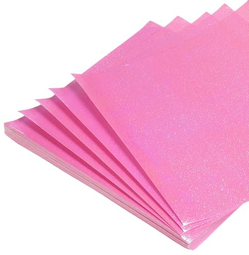 QUARKZMAN 50 Blatt Glitzer Origami Papier 4x4 Zoll Glänzendes Funkelndes Quadratisches Falt Papier 10x10cm Irisierendes Papier für DIY Kunst, Handwerk Dekor, Pink