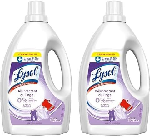 Lysol Additif de lavage Désinfectant du linge Peaux sensibles 1,5L (Lot de 2)