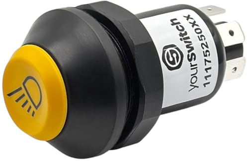 yourSwitch 11175250XX Druckschalter mit Arretierung: Arbeitsscheinwerfer, Scheinwerfer 12V kompatibel mit Same Deutz Fahr 2.7659.111.0 Traktor Serie: Dorado Explorer Laser Golden Silver
