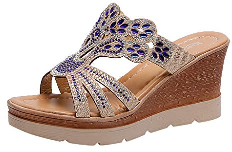 Sandales compensées femme été plateforme confortables tongs talon élégantes piscine bout ouvert tongs habillées orthopédiques antidérapantes chaussures plage sandales flexibles marche fête offres
