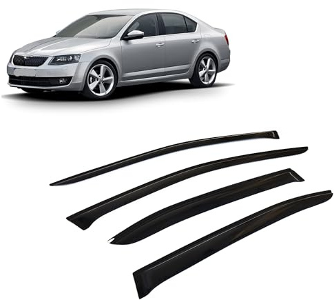 CarJoy Windabweiser Luftabweiser Regenabweiser Seitenfensterabweiser Kompatibel mit Skoda Octavia III Typ 5E 2016-2020 Schrägheck Autofenster Regenschutz Deflektoren Externe Passform 4 Stück
