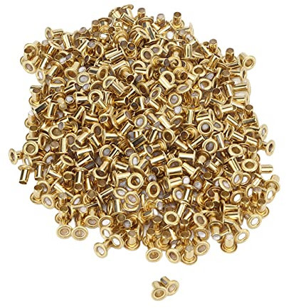 500pcs rivets creux, 65 surfaces de lissage en cuivre Rivets de vêtements d'installation faciles pour sacs à main en cuir artisanat de bricolage (2.5x4.5x4,5 mm)