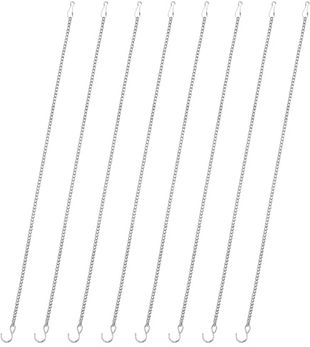 lasuroa 8 Pcs 20 Inch Hanging Chains with S Hooks, Heavy Duty Stainless Steel Chains for Hanging Plants Baskets Lights Flower Pots Bird Feeders Picture Wind Chimes Billboards Decorative Ornaments