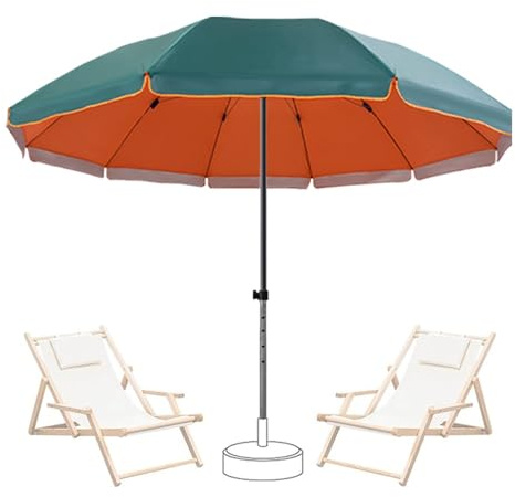Grand parasol de plage portable avec protection solaire UPF 50+, idéal pour le jardin, la piscine et le marché, parasol parfait pour le parasol (base non incluse)