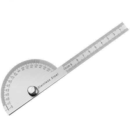 Righello semicircolare a 180 gradi in acciaio inossidabile per strumenti di misurazione falegnami, goniometri a doppia scala, righello semicircolare per strumento di misurazione in acciaio