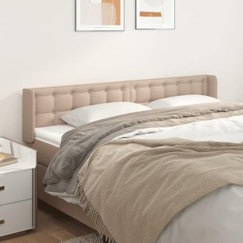 Frdhee Wandkissen Betthaupt Bettkopfteil,Kopfteil mit Ohren Cappuccino-Braun 203x16x78/88 cm Kunstleder,Für Bett Bettrahmen Bettgestell Schlafzimmer Bettzubehör
