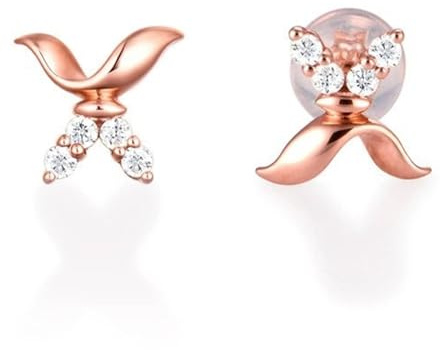 Grewod Orecchini Eleganti in Oro Rosa 9k per Donna Moissanite Rotonda Unica da 1.5mm Orecchini Gioielli Matrimonio