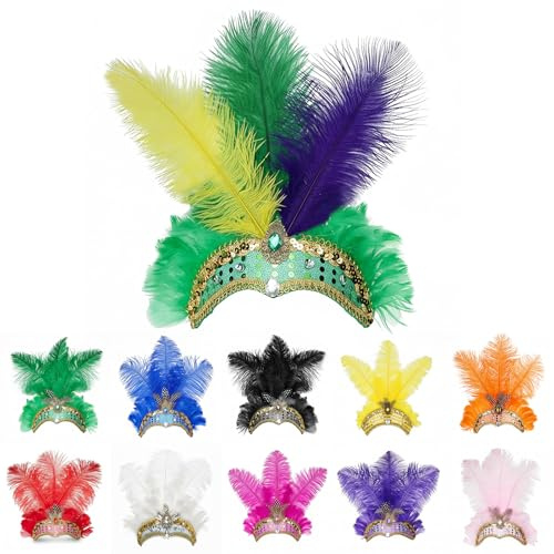 Generisch Karneval Damen Samba Kopfschmuck Federschmuck Faschingskostüme Fasching Mottoparty Federkopfschmuck Brasilien Feder Haarschmuck Frauen Karneval-Kopfschmuck mit Federn Papagei Kostüm Damen