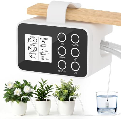 Riego Automatico Macetas para 20 Macetas, Sistema de Riego Automático con Riego por Goteo y Tubería 15M, para Balcón, Jardín, Invernadero, Plantas de Interior