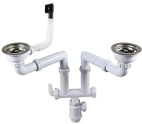 Talea Siphon double pour évier de cuisine 110/114 mm (110 mm)