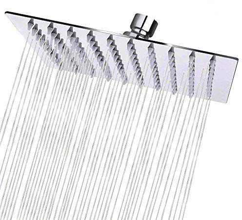Shower Head, sinzau 10 Inch Square Rain Showerhead, 304 Stainless Steel, Ultra-Thin Design-Best Pressure Boosting