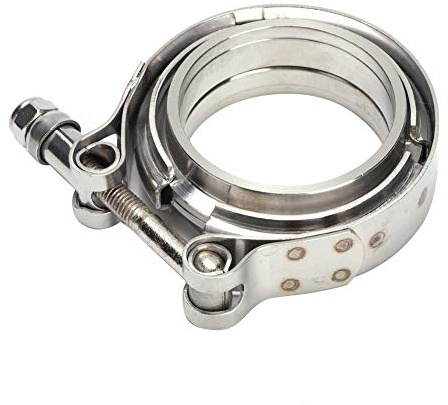 Fascetta a V in Acciaio Inox per Tubo di Scarico Turbo,Kit fascetta a V e flangia di scarico - Flangia di scarico in acciaio inossidabile 2,25 pollici per sistemi di tubi di scarico