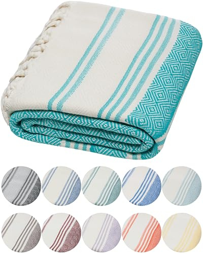 DEMMEX Bio-Baumwolle Hamamtuch 90x180 cm groß | Diamond Weave Pestemal | 100% Türkische Baumwolle Saunahandtuch | Leichtes Strandtuch & Badetuch | Saugstark, Schnelltrocknend & Platzsparend, Nil