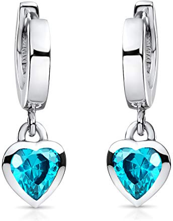 Kinder Ohrringe Creolen Silber 925 mit Zirkonia Herzen in 6 Farben SO-389 | Echtsilber Ohrhänger für Mädchen 18x2mm aus hautfreundlichem Sterlingsilber in Geschenk-Etui von MATERIA by Matthias Wagner