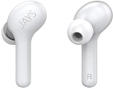 Jays Écouteurs Bluetooth sans Fil - f-Five - Blanc - Oreillette Casque pour des appels téléphoniques limpides 16h Temps de Jeu & avec Micro