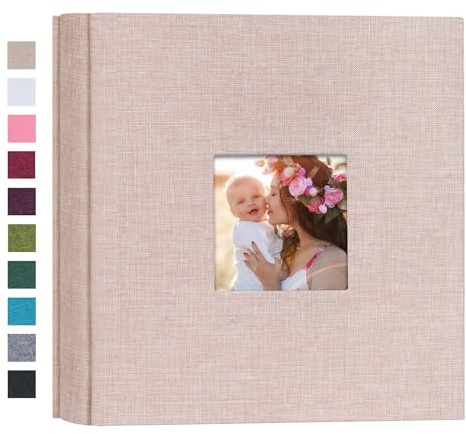 Mublalbum Small Photo Album 4x6 200 Photos Linen Cover Picture Book with Horizontal Pockets for Wedding Family Anniversary and Baby (Beige)