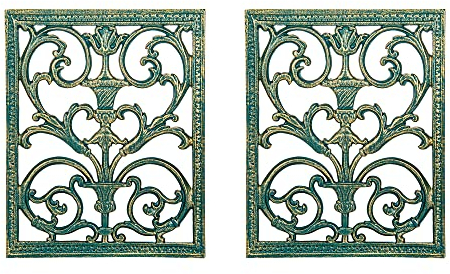 Sungmor 2 schöne geschnitzte Blumen-Wanddekoration, 30,5 x 38,1 cm, groß, hübscher Metallaufhängung, solide Wandhalterung, dekorative Skulptur, wunderschöne Vintage-Wandkunst, Wohnzimmer, Flur,