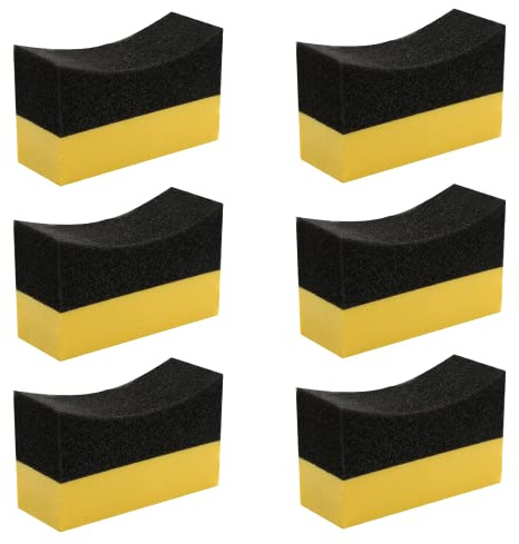 Unlorspy 6 Pcs Tire Applicator Dressing Shine Sponge, Tire Dressing Applicator Pads, Color Polishing Sponge for Car Glass, Painted Steel & Porcelain