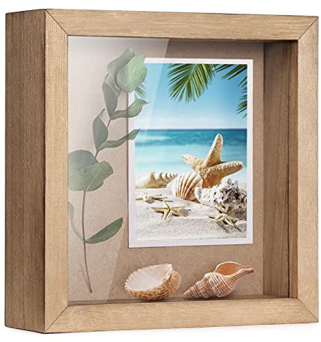 TJ.Moree Klein Bilderrahmen zum Befüllen,14,2 x 14,2 cm- Blumen Objektrahmen Vitrine Rahmen mit Glasfenster tür Bilderrahmen Hochzeitsstrauß Erinnerungsstücke Medaillen Fotos Erinnerungsbox