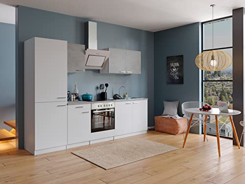 respekta Küchenzeile Malia KB270WWBSCGKE178G Beton 270 cm Breite mit Elektrogeräten