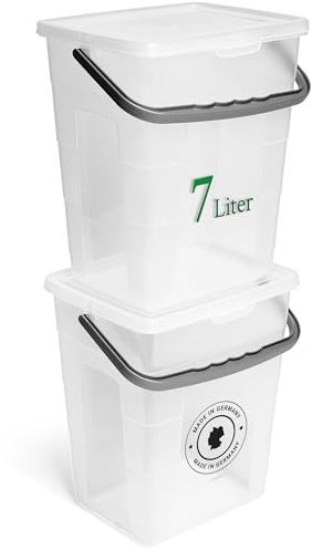 Novaliv 2X Waschmittelbox mit Deckel 7 Liter I Transparent I 23,5 x 18 x 26,5 cm I Box Waschpulver Aufbewahrungsbox mit Henkel Waschmittel Aufbewahrung Waschmittelbehälter Waschpulverbehälter