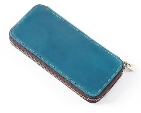 DONGKER Leder Schreibetui, Vintage Stiftmappe, Retro Stifteetui Federmappe Schlamppermäppchen mit Kartenklammer und 3 Schlaufen für Schul und Büromaterial, 16,5×8 cm