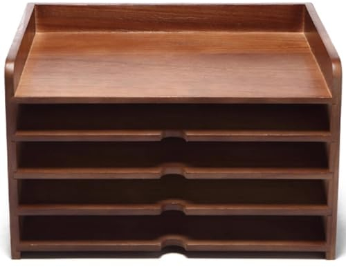 Pllrbvshs Schreibtisch-Organizer aus Holz，Papiersortierer mit 4 Schubladen und oberer Ablage，rustikales Holz，A4-Dokumentenablage，Schreibtisch-Organizer，Geeignet für Home-Office-Schule (Color : Brown)