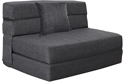 ANONER Schlafsessel Schlafsofa, Schlafsessel mit Bettfunktion mit Memory Schaum & Kissen, Schlafcouch für Wohnzimmer Lofts, Klappmatratze Waschbar Set, Dunkelgrau