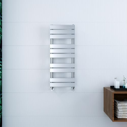 ELEGANT Heated Towel Rail 1000 x 400mm Modern Ladder Flat Panel Design Chrome Towel Radiator for Bathroom