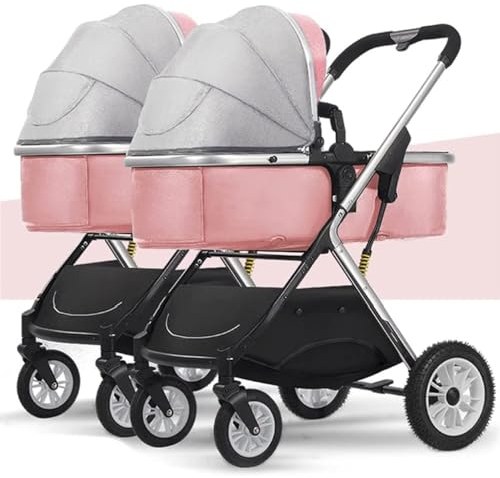 Rieort Tandem-Kinderwagen, verstellbares Verdeck, Zwillings-Kinderwagen, Abnehmbarer 2-Einzel-Trolley-Kinderwagen, großer Platz, Metall-Doppel-Kinderwagen