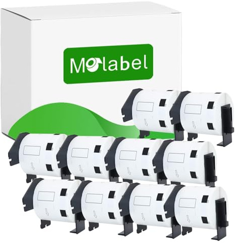 Molabel – 10 rullar DK-11209 små adressetiketter, kompatibla med Brother, 62 mm x 29 mm, 4 800 färgade etiketter, grön för Brother QL, etikettskrivare