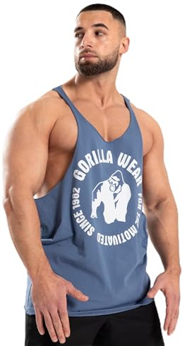 Gorilla Wear Melrose Stringer – Schwarz - Bodybuilding Tank Top Herren Logo Brust schmale Träger