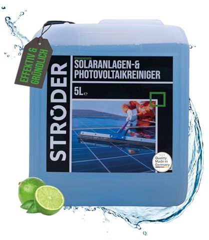 STRÖDER® - Photovoltaik Reiniger I 5 Liter Solarpanel Reiniger mit hoher Wirksamkeit I inkl. Ausgießer für die perfekte PV Anlage Reinigung