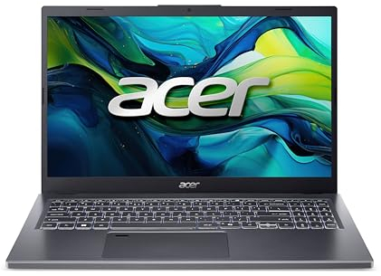 Dell Acer Aspire 15 (A15-51M-76BT) Laptop, 15.6-Inch FHD IPS Display, Intel Core 7 150U, 16 GB RAM, 1 TB SSD, Intel Graphics, Windows 11, QWERTZ Keyboard, Grey