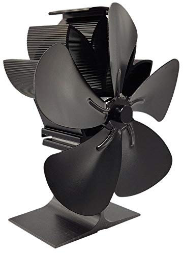 HPTHLY Wood Stove Fan 5-Blade - Heat Powered Log Burner Increases 80% More Warm Air Than 2 Blade Eco-Friendly With Stove Thermometer
